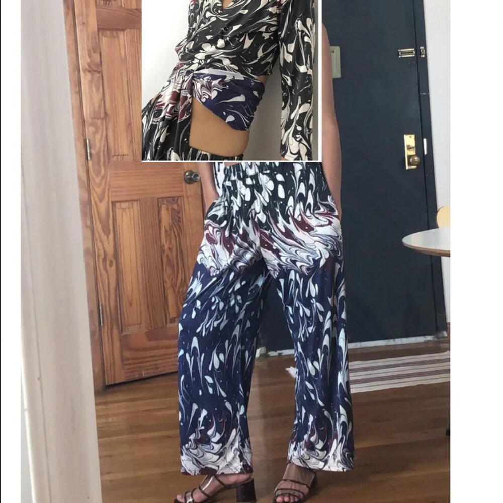 Wray Marble Print Co-Ord Set (Top-Small & Pant-Medium)